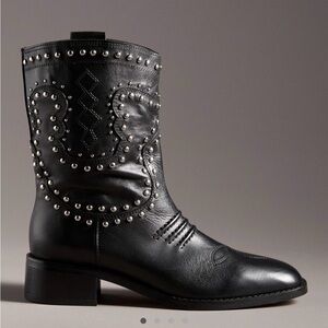 Bibi Lou Briana Studded Black Leather Ankle Boots